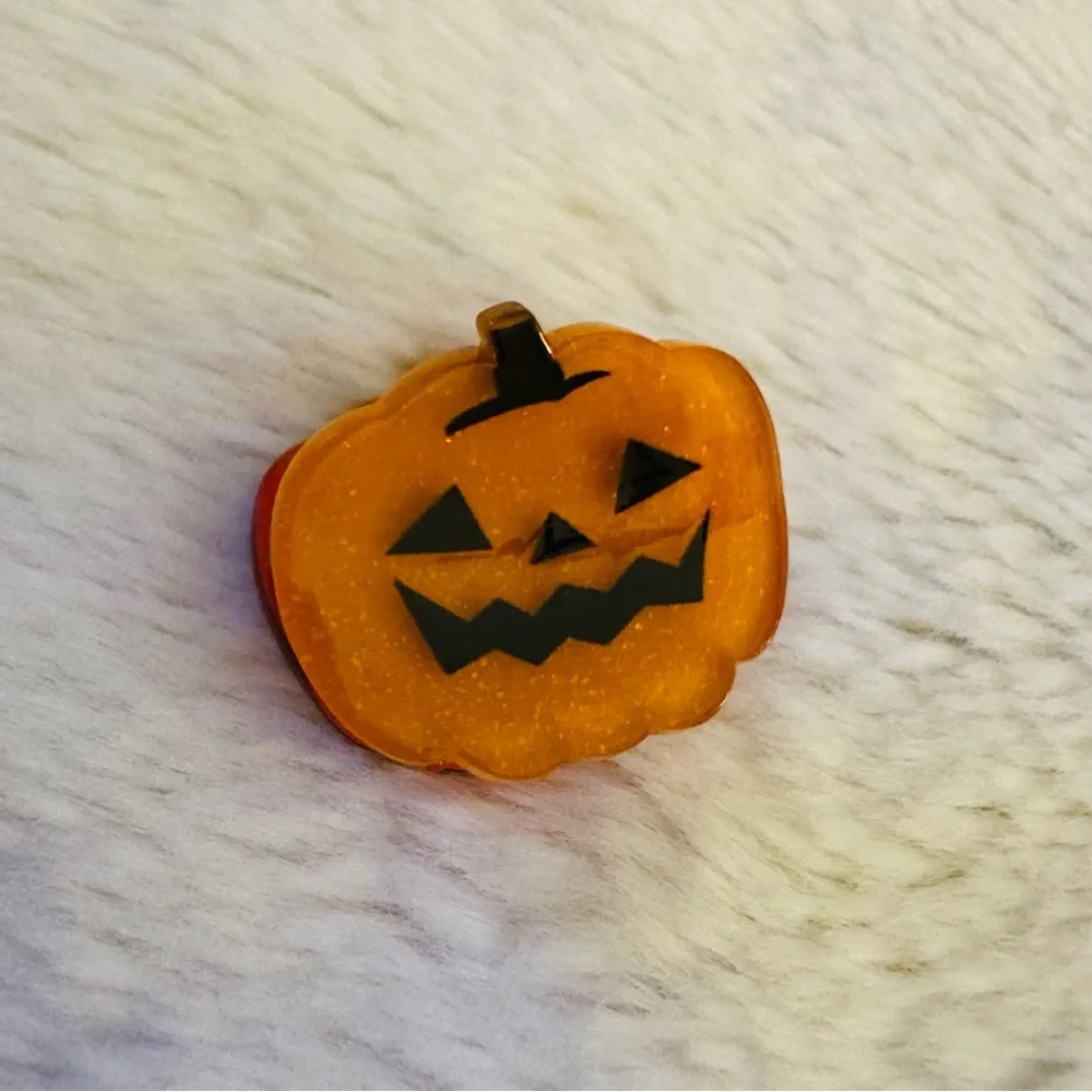 Mini hair clip, Orange Pumpkin